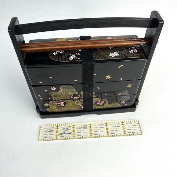 Lacquerware Japanese Bento Lunch Box 3 Layer Container Made In Japan - Picture 6 of 7